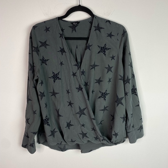 Rails HILLARY CHARCOAL CHEETAH STARS print Top Blouse M - Picture 5 of 9